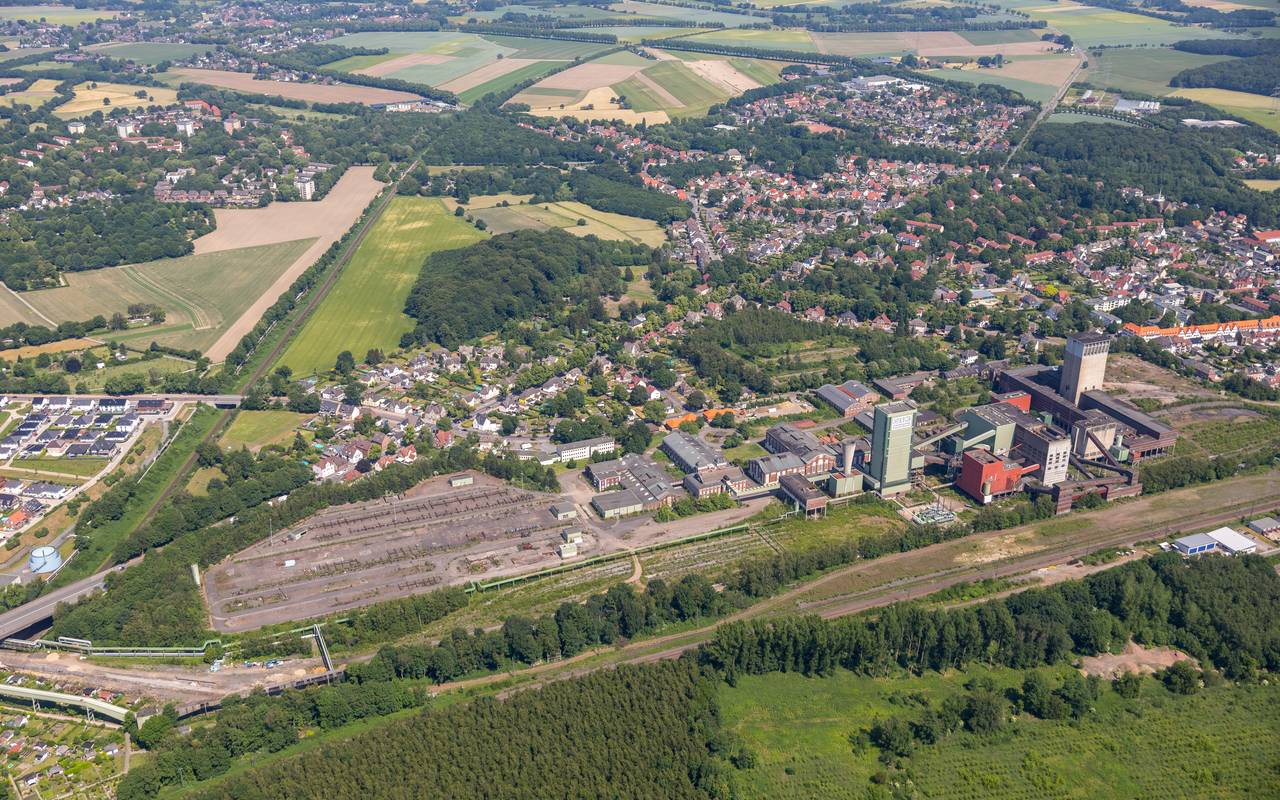 Eine Luftbildaufnahme des Gebiets rund um die Zeche Westerholt