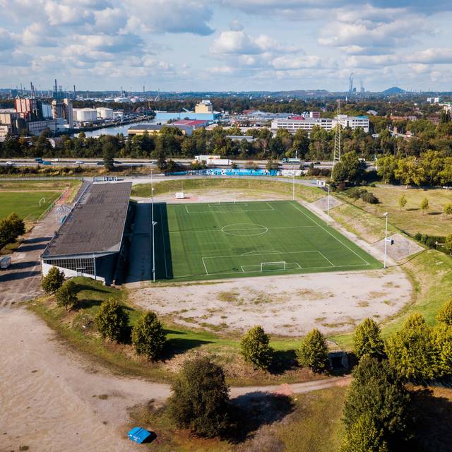 Die Glückauf-Kampfbahn in Gelsenkirchen aus der Luft