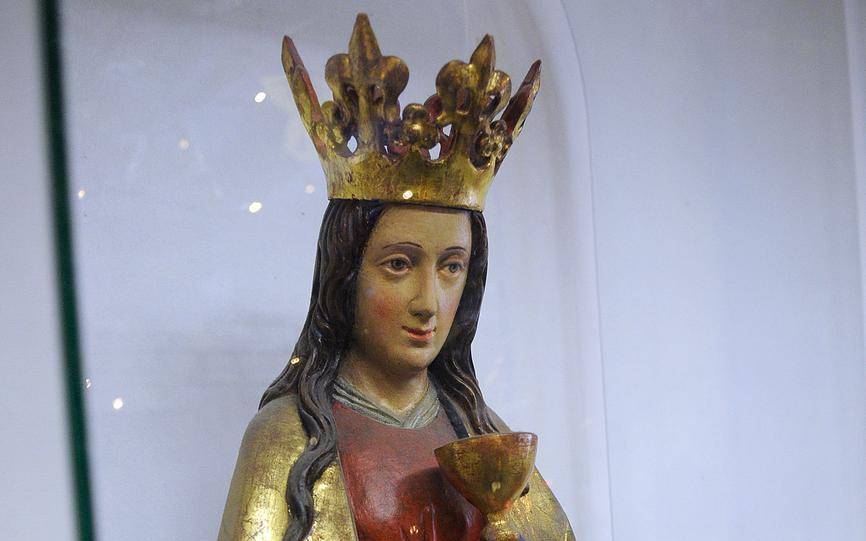 Ein Bild der Barbarafigur im Bottroper Rathaus.