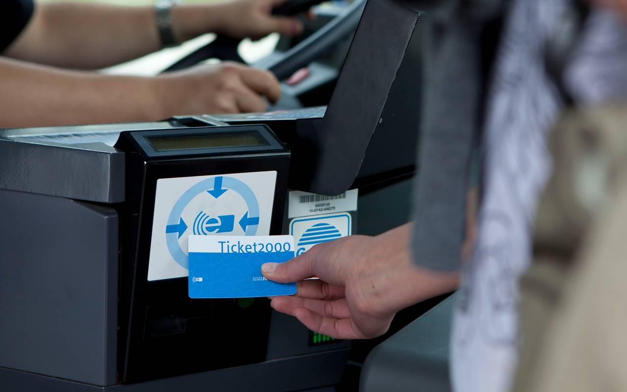 Ticketkontrolle im Bus