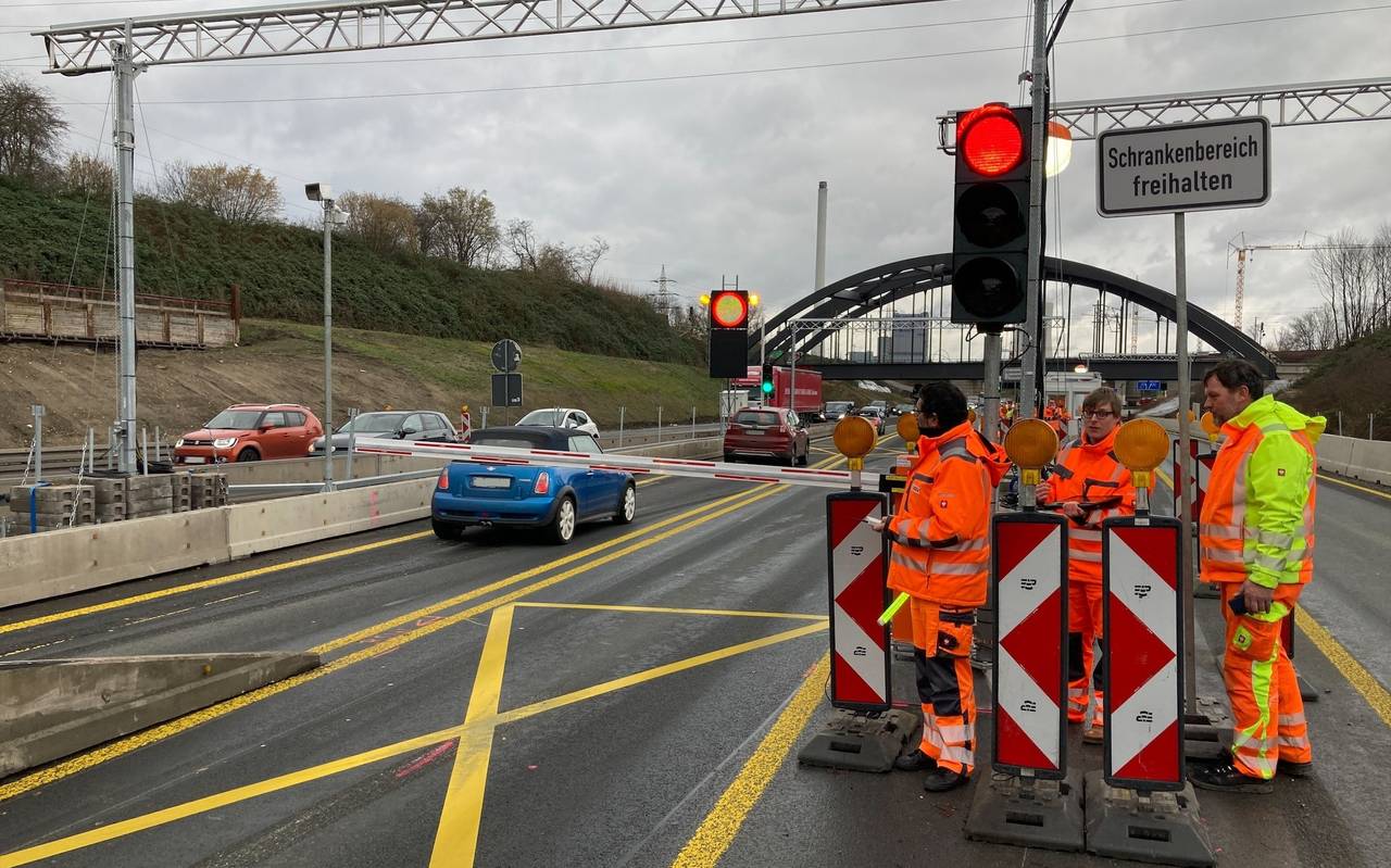 Die neue Schrankenanlage auf der A43 bei Herne