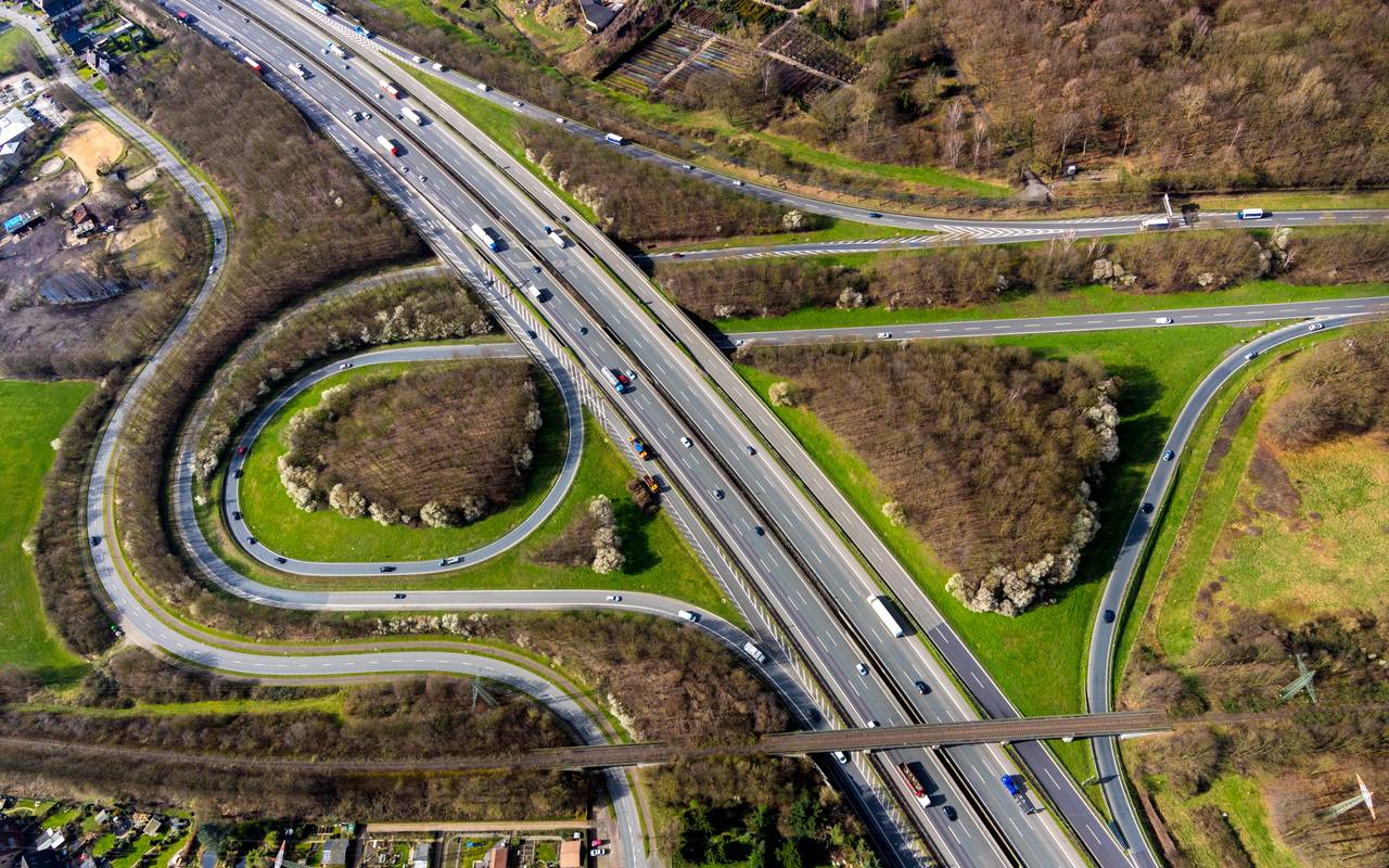 Luftbild der A31 im Dreieck Bottrop