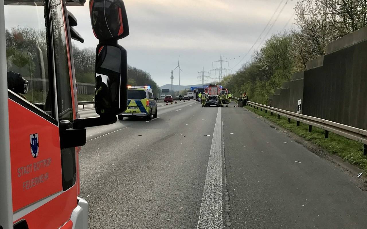 Unfall auf der A2 zwischen Bottrop und Gladbeck