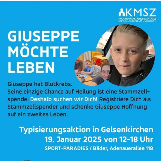 Flyer "Typisierungsaktion für Guiseppe"