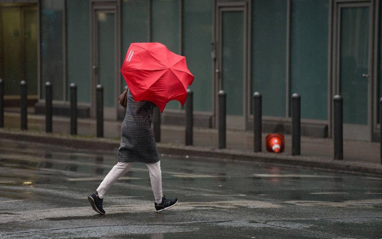 Regen und heftiger Wind in Frankfurt/Main