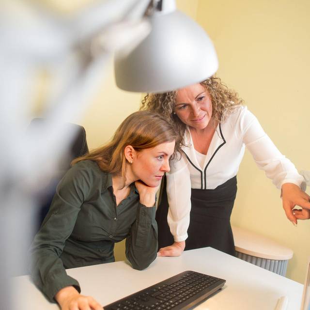 Zwei Frauen arbeiten zusammen