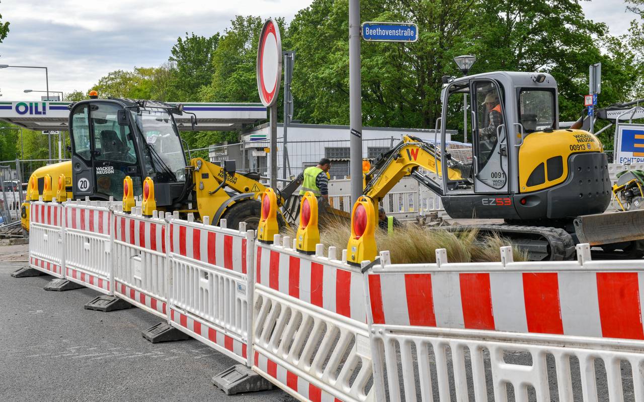 Baustelle an der Beethovenstraße in Gladbeck