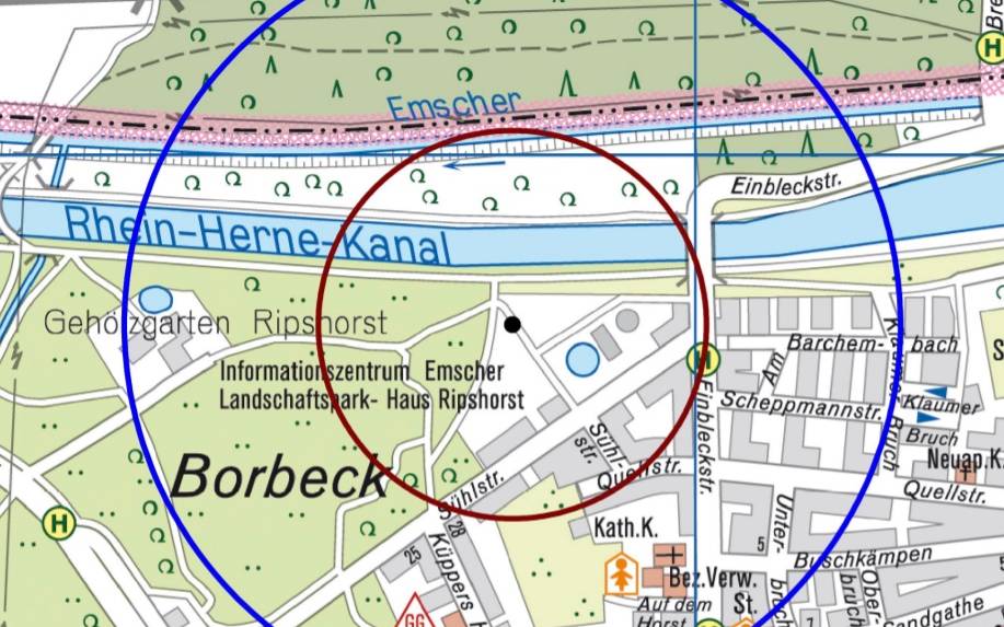 Eine Karte der Bombenentschärfung in Oberhausen