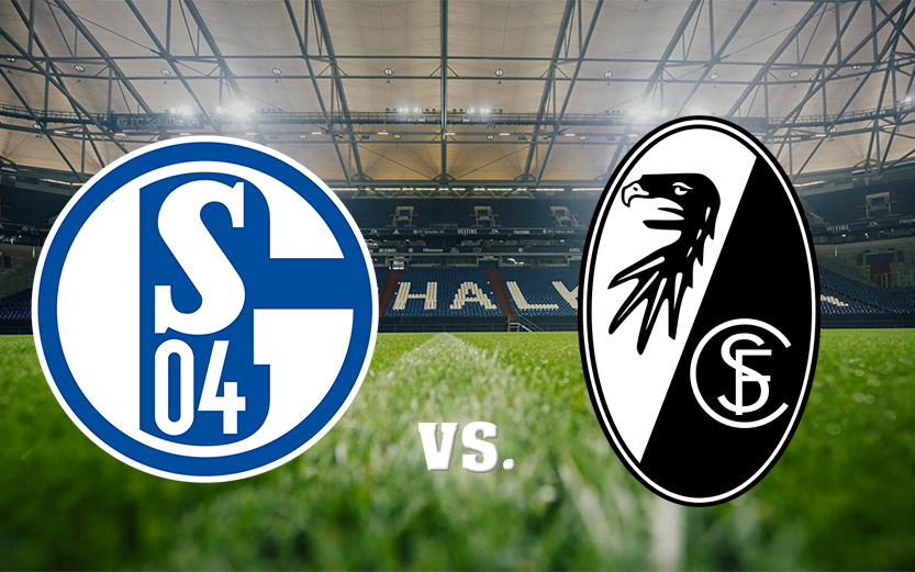 Eine Grafik mit den Vereinslogos von Schalke und Freiburg.