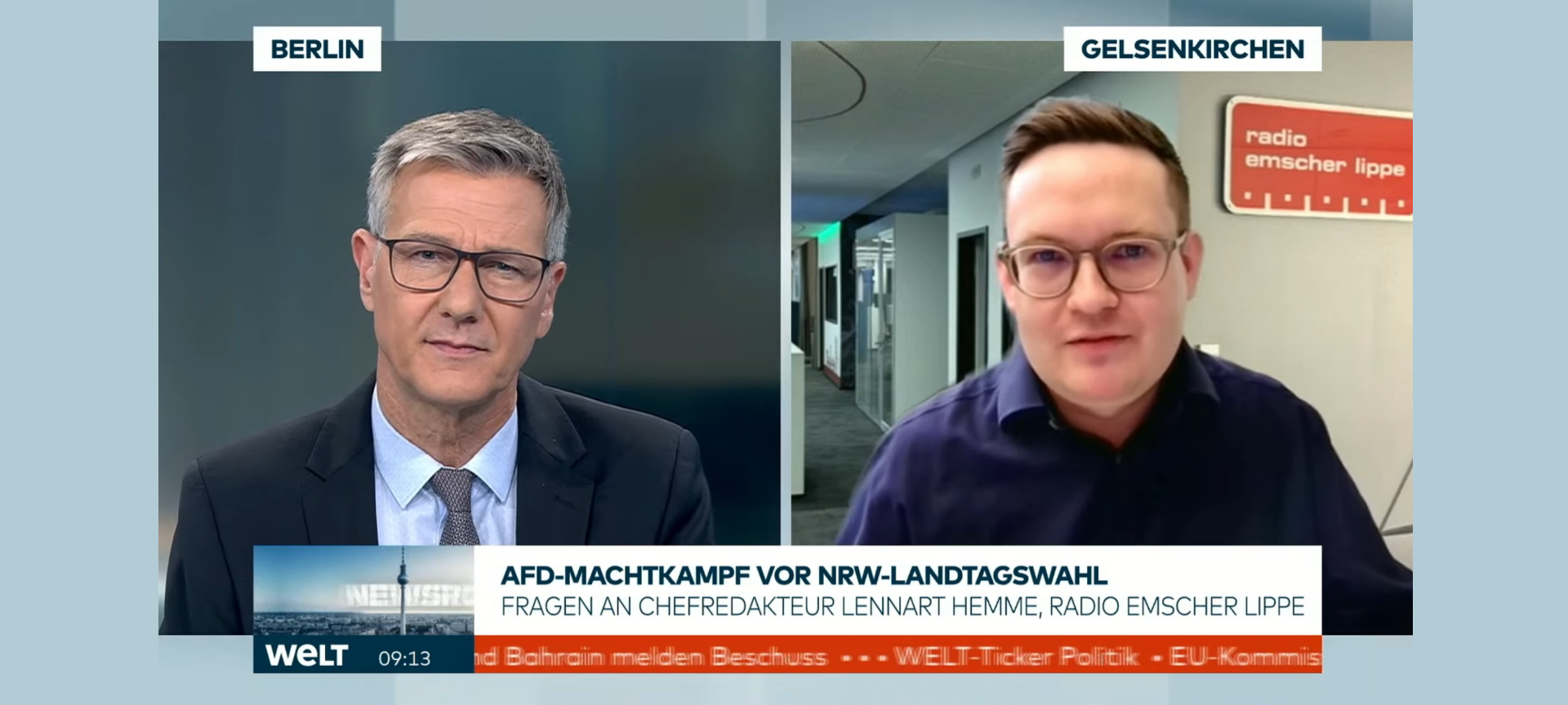 Radio-Emscher-Lippe-Chefredakteur Lennart Hemme im WELT-Chefredakteursgespräch am Wochenende