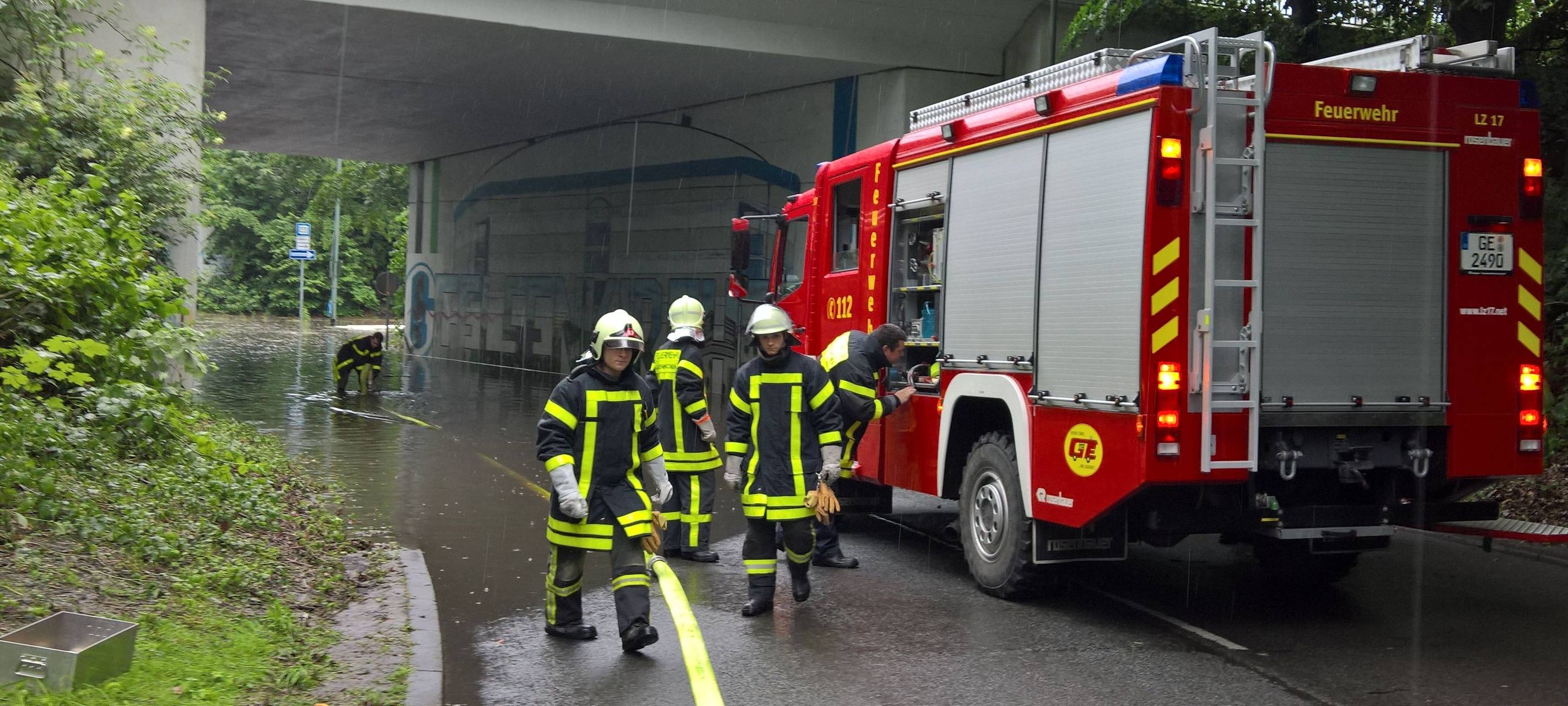 Überschwemmte Unterführung in Gelsenkirchen