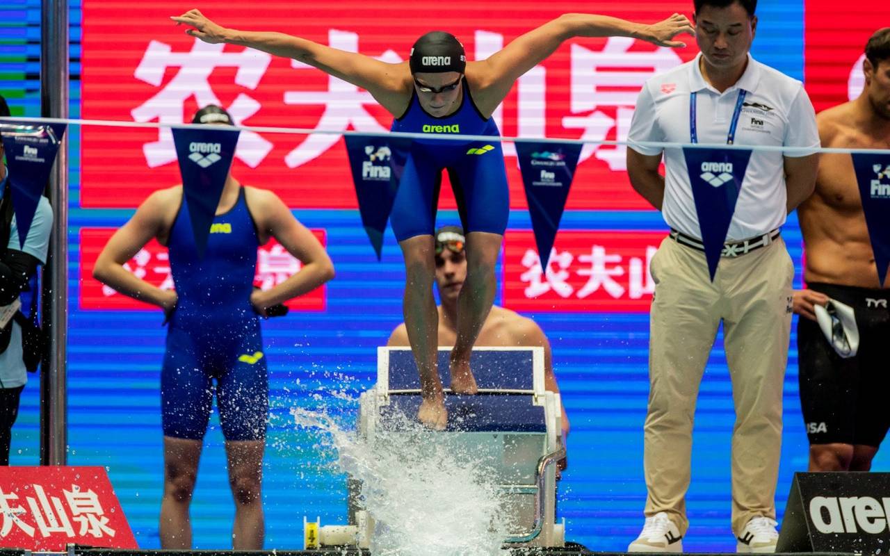 Jessica Steiger als Schwimmerin in der 4x100 m Freistil-Staffel