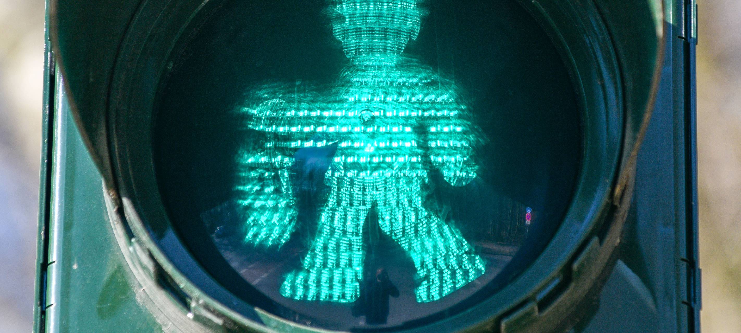 Bergmann-Ampel bei Grün