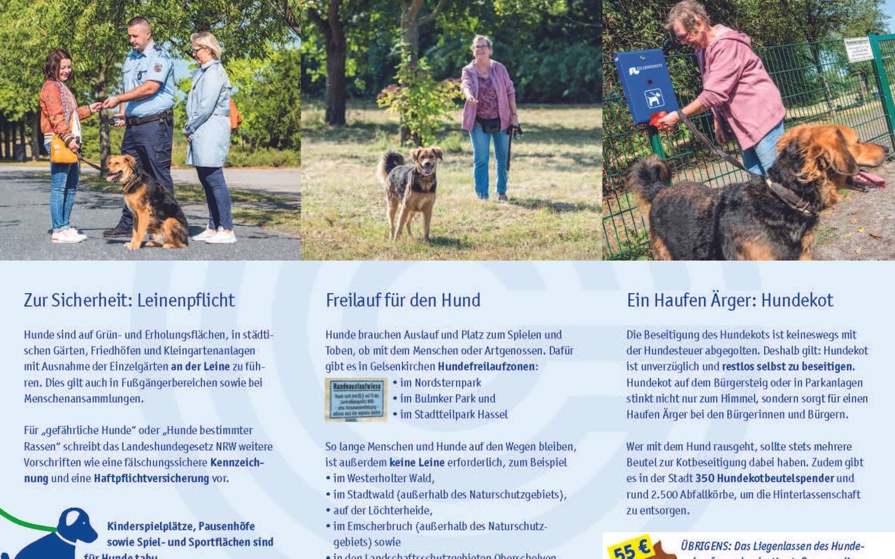 Die zweite Seite des Flyers der Stadt Gelsenkirchen mit Infos für Hundehalter