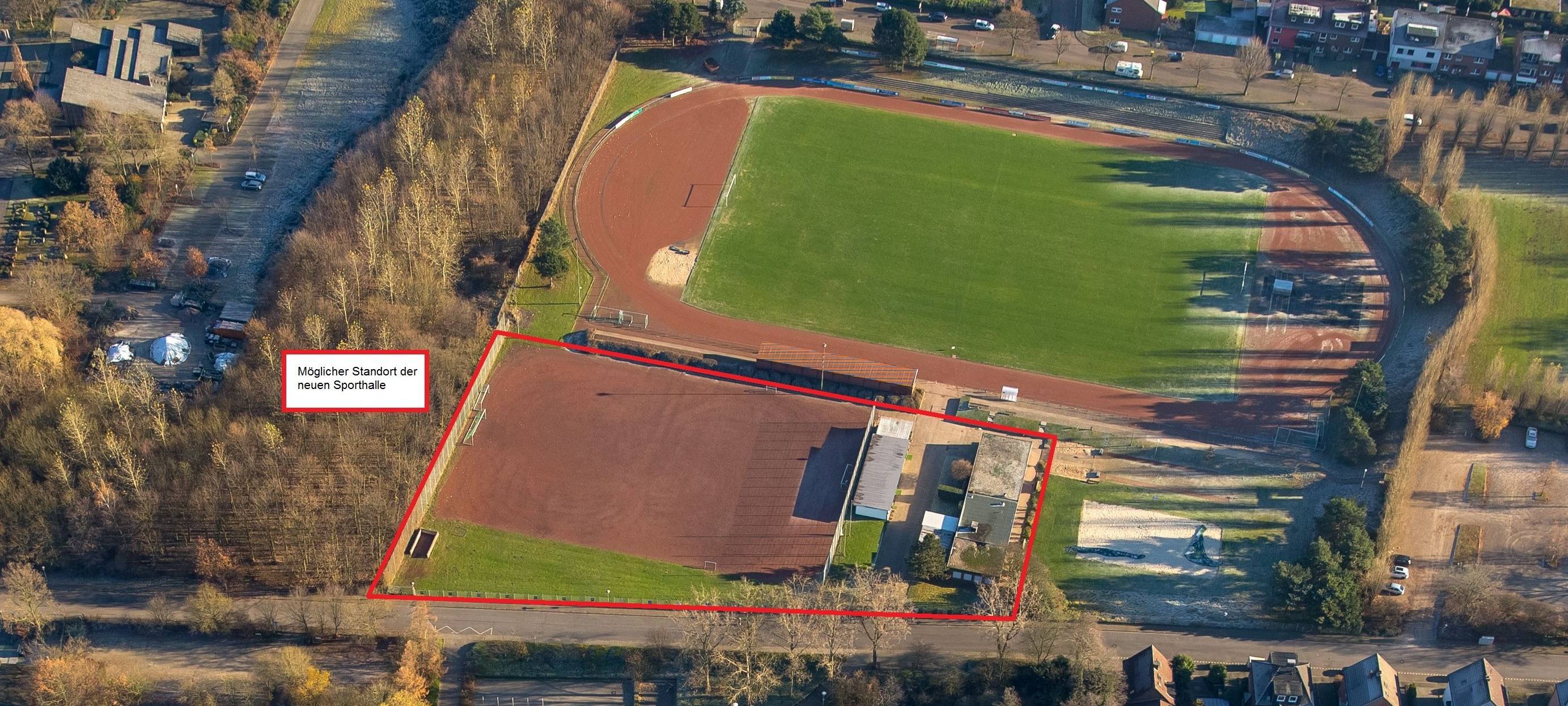 Luftbild der Bezirkssportanlage an der Loewenfeldstraße in Kirchhellen