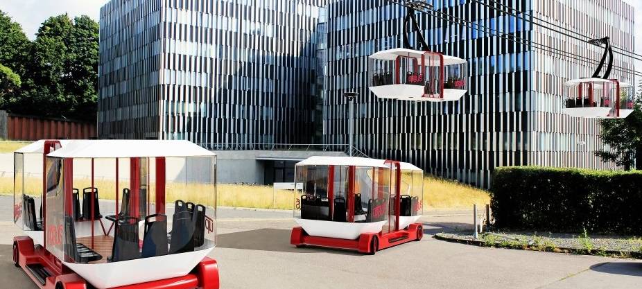 Gelsenkirchen: Schwebe-Busse über der Kurt-Schumacher-Straße