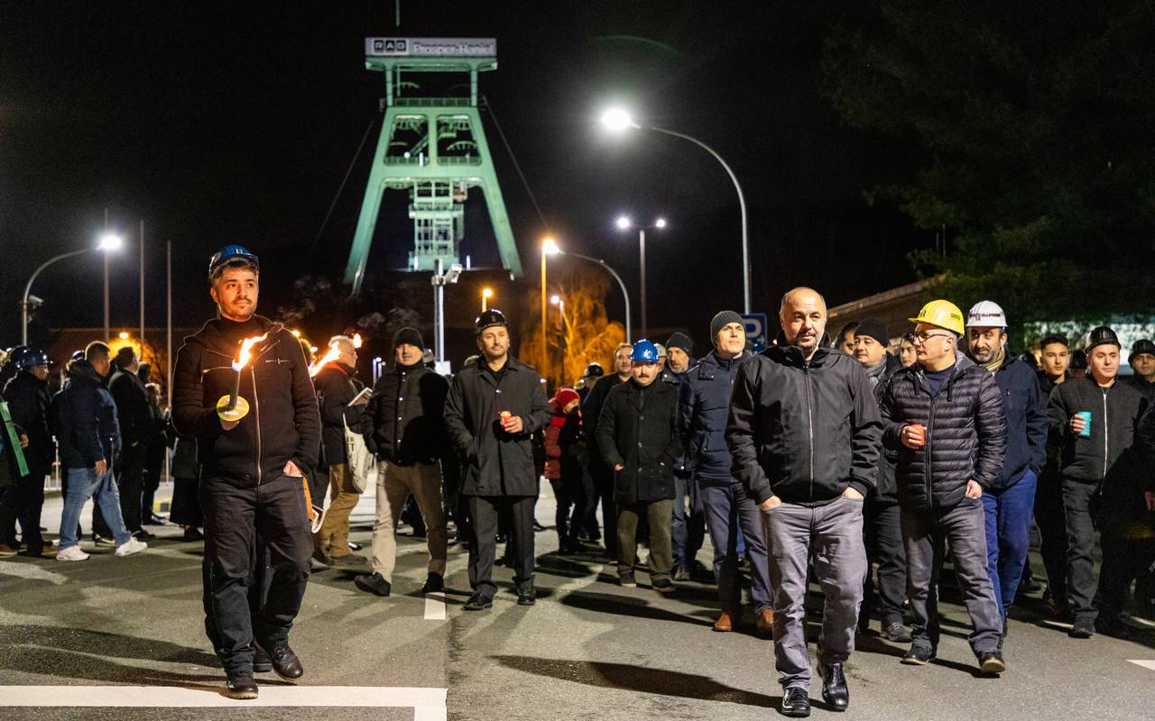Demo der gekündigten Bergleute an der Zeche Prosper Haniel