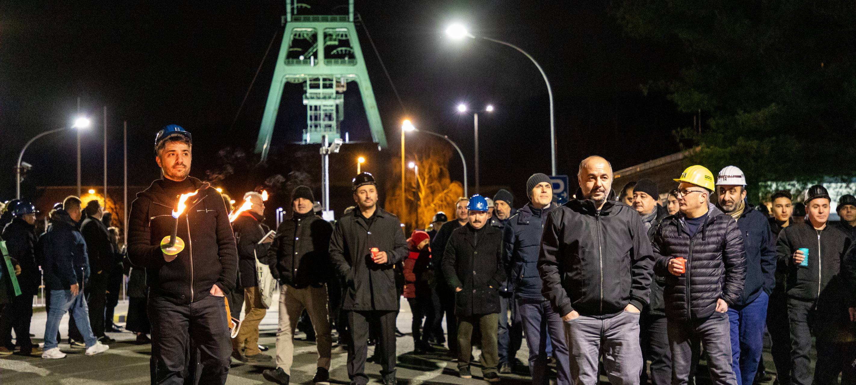 Demo der gekündigten Bergleute an der Zeche Prosper Haniel
