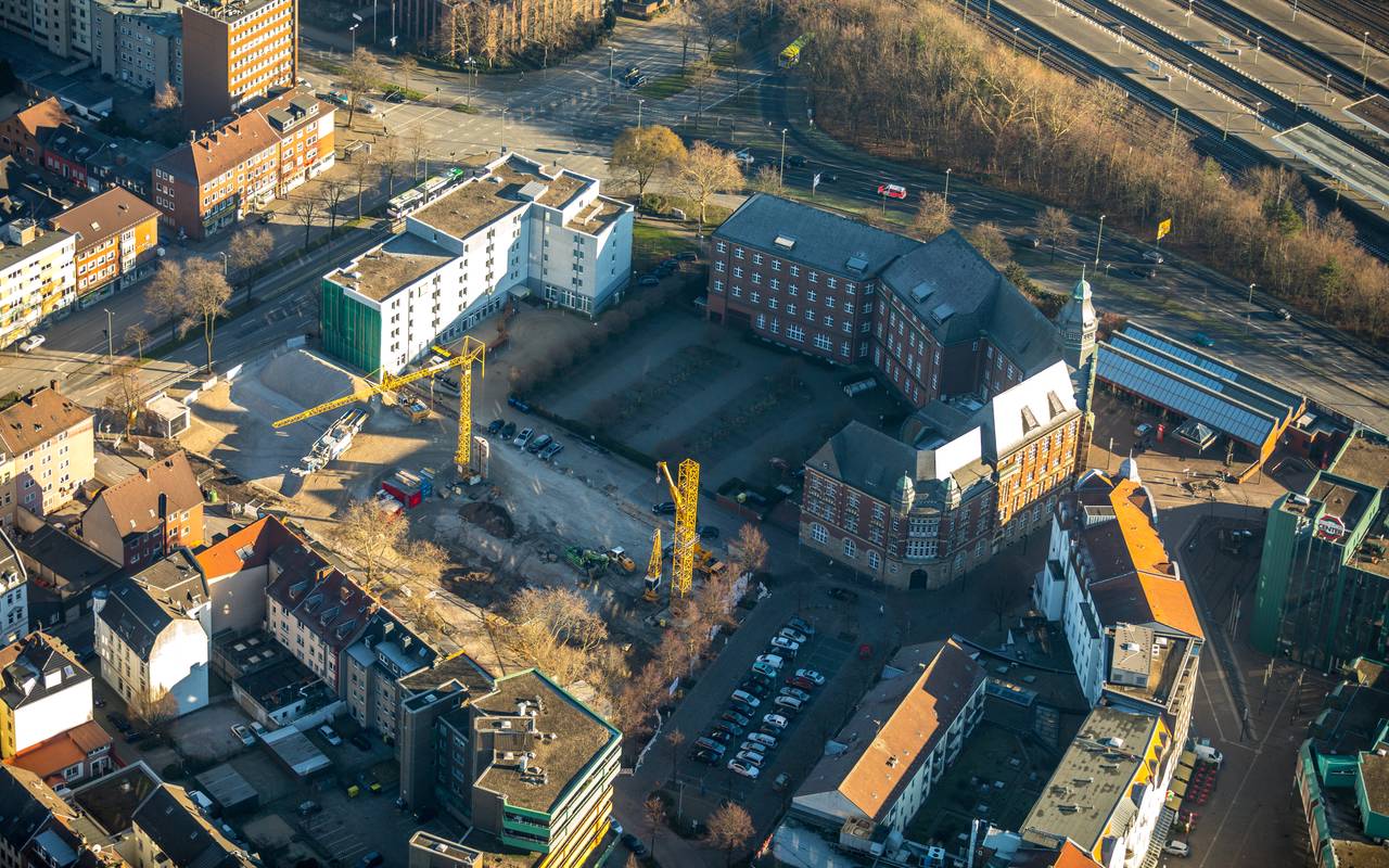 Luftbild von der Baustelle in der Gelsenkirchener Innenstadt