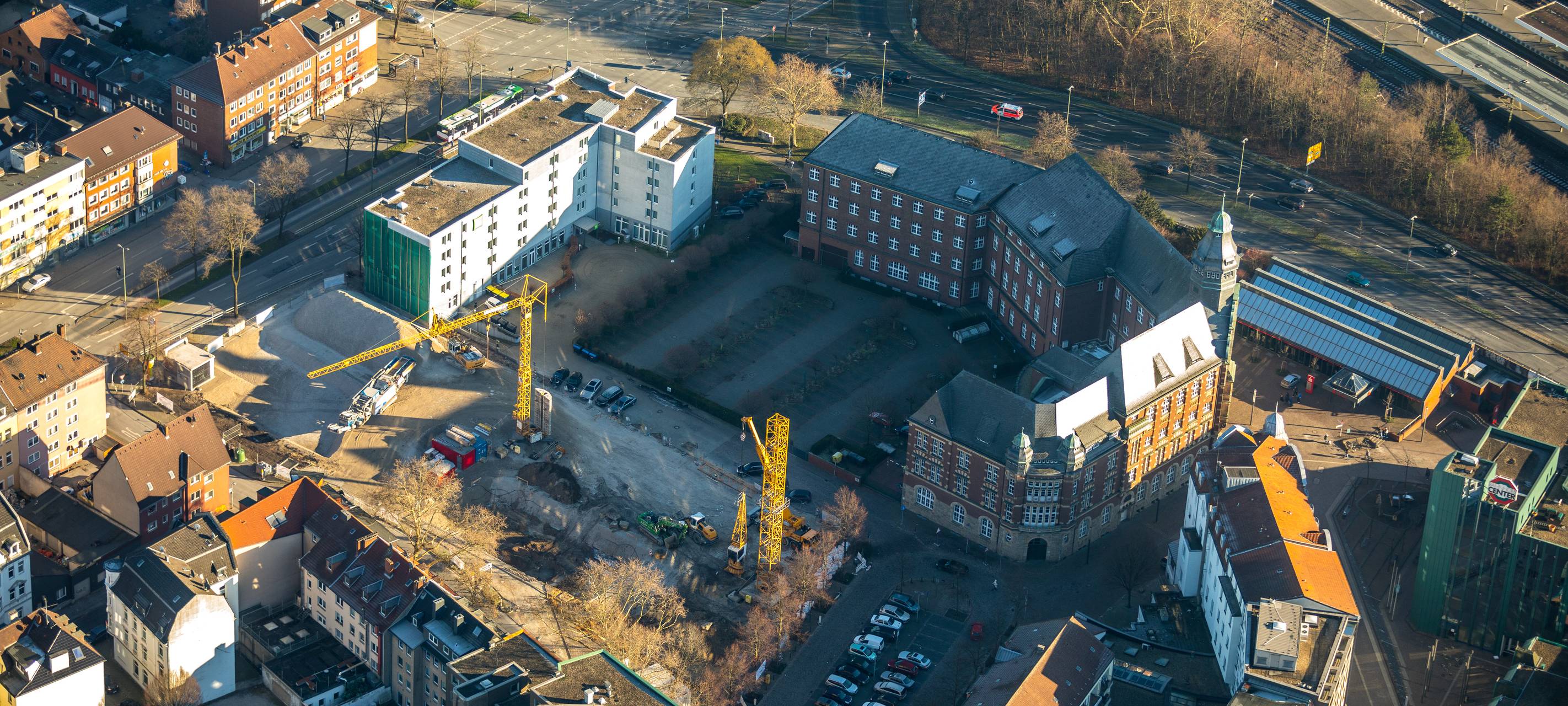Luftbild von der Baustelle in der Gelsenkirchener Innenstadt