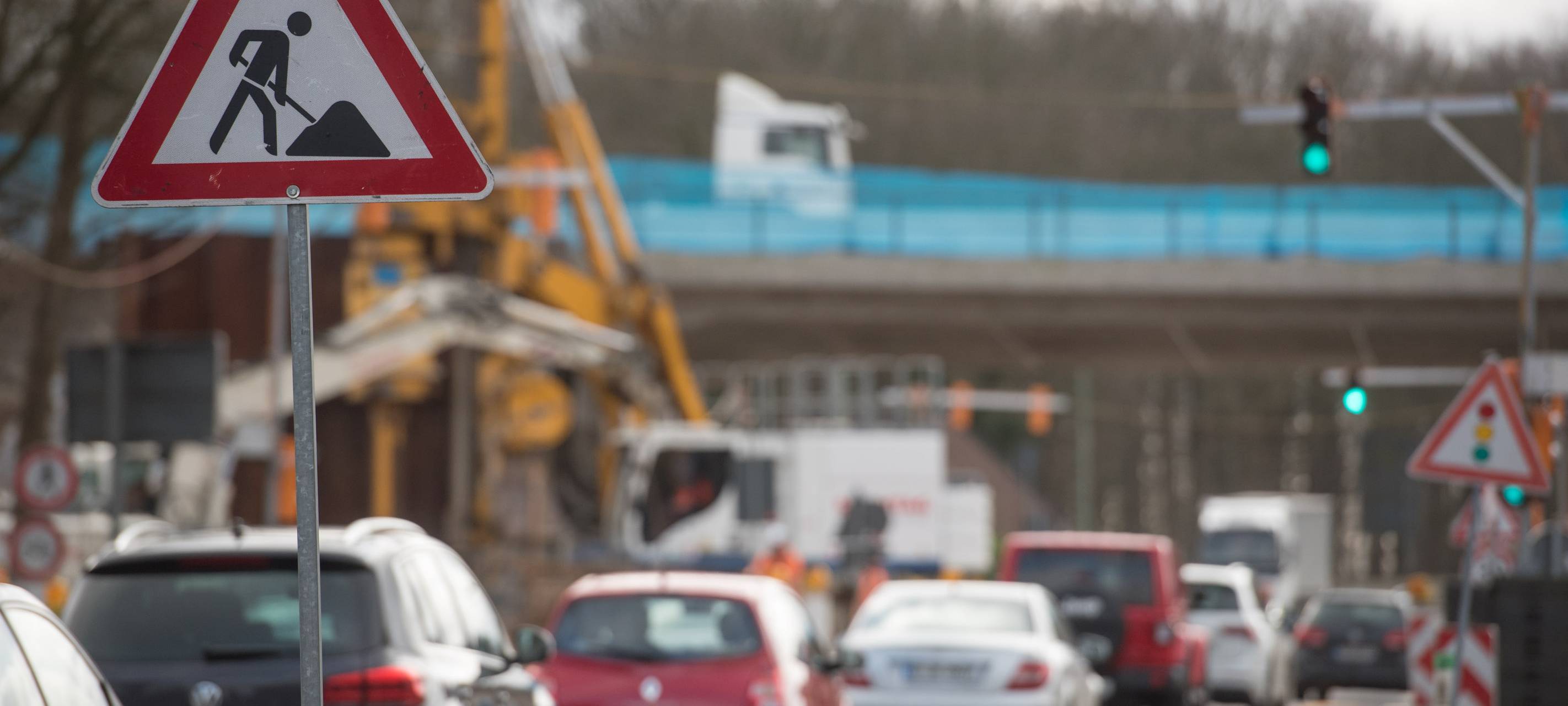 Verkehr in einer Baustelle