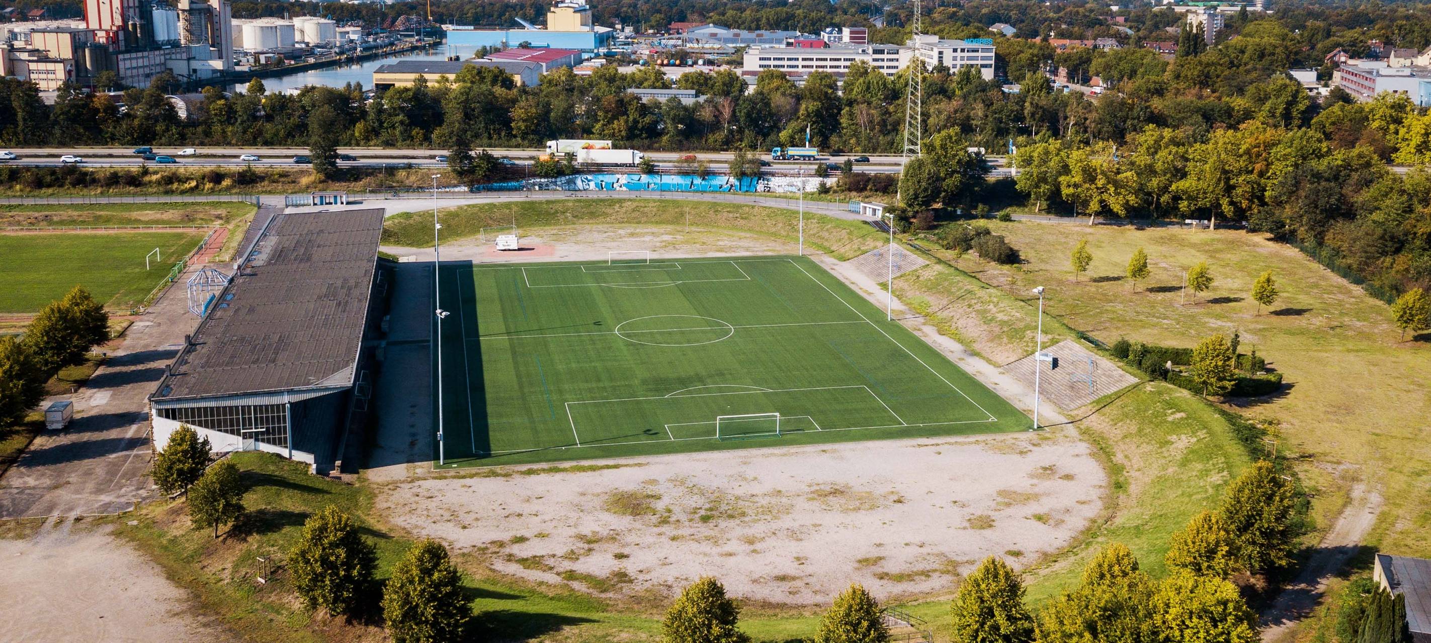 Die Glückauf-Kampfbahn in Gelsenkirchen aus der Luft