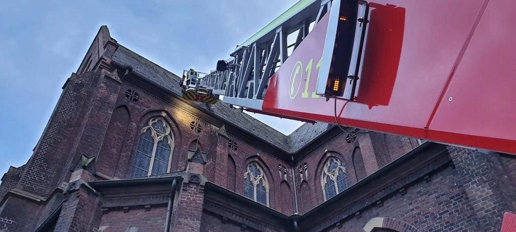 Aus dem Korb der Drehleiter konnte das Tier aus der Zwangslage befreit werden