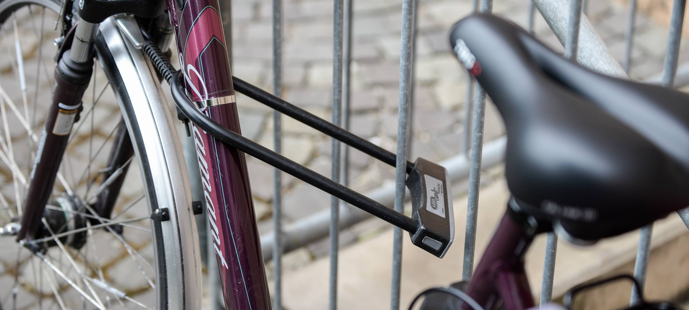 Ein mit Schloss gesichertes Fahrrad
