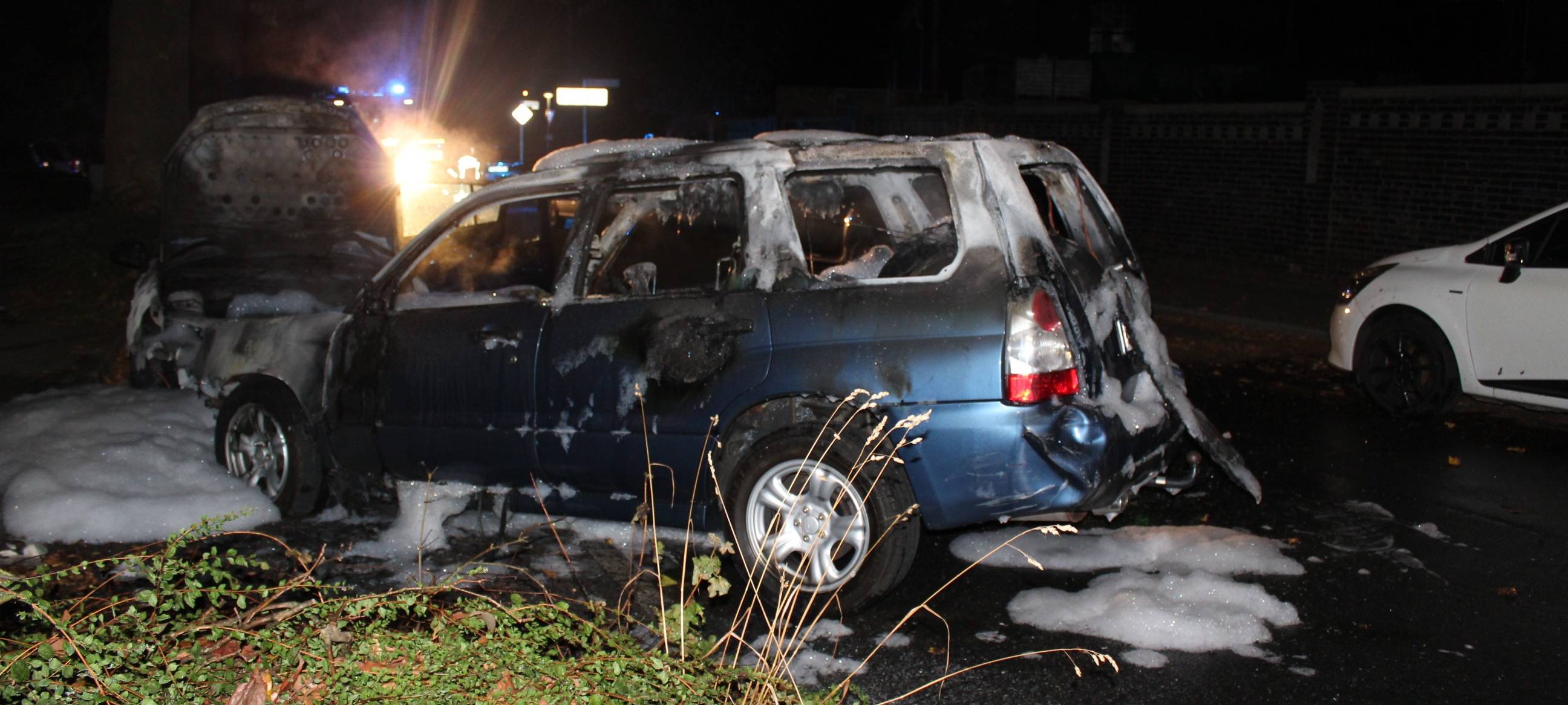 Die gelöschten Autos auf der Leithestraße in Gelsenkirchen