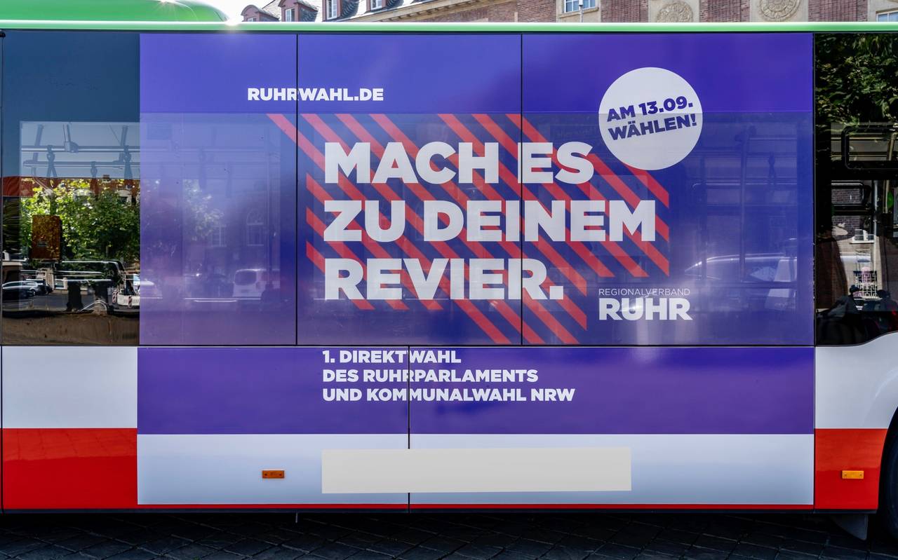 Werbetafel für die Ruhrwahl am 13. September
