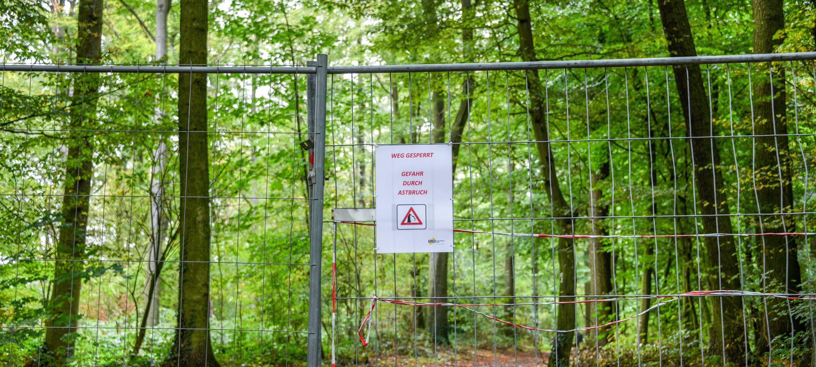 Abgesperrter Weg im Wittringer Wald