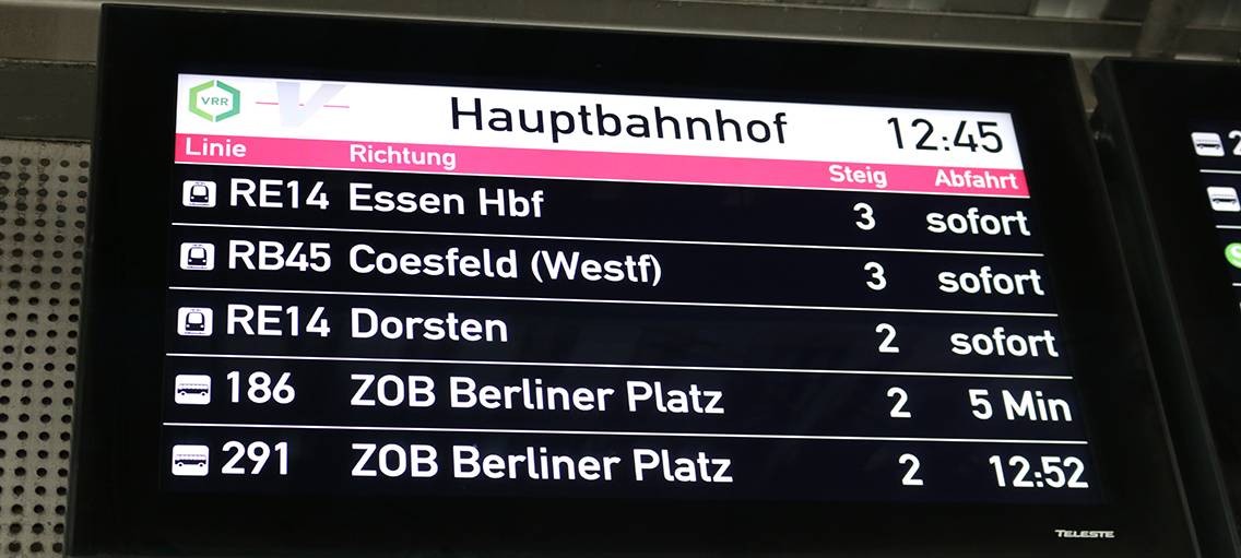 Bottrop bekommt neue dynamische Fahrgastinformationsanzeiger
