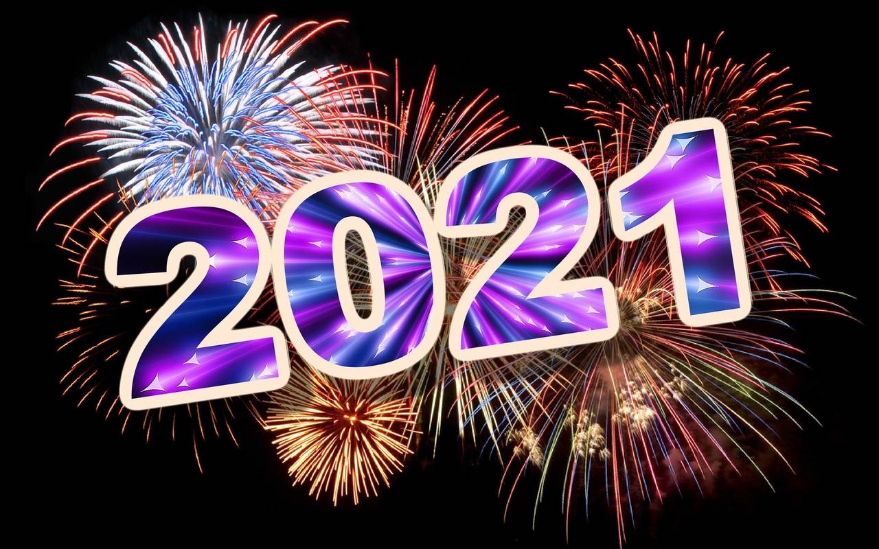 Feuerwerk mit der Zahl 2021