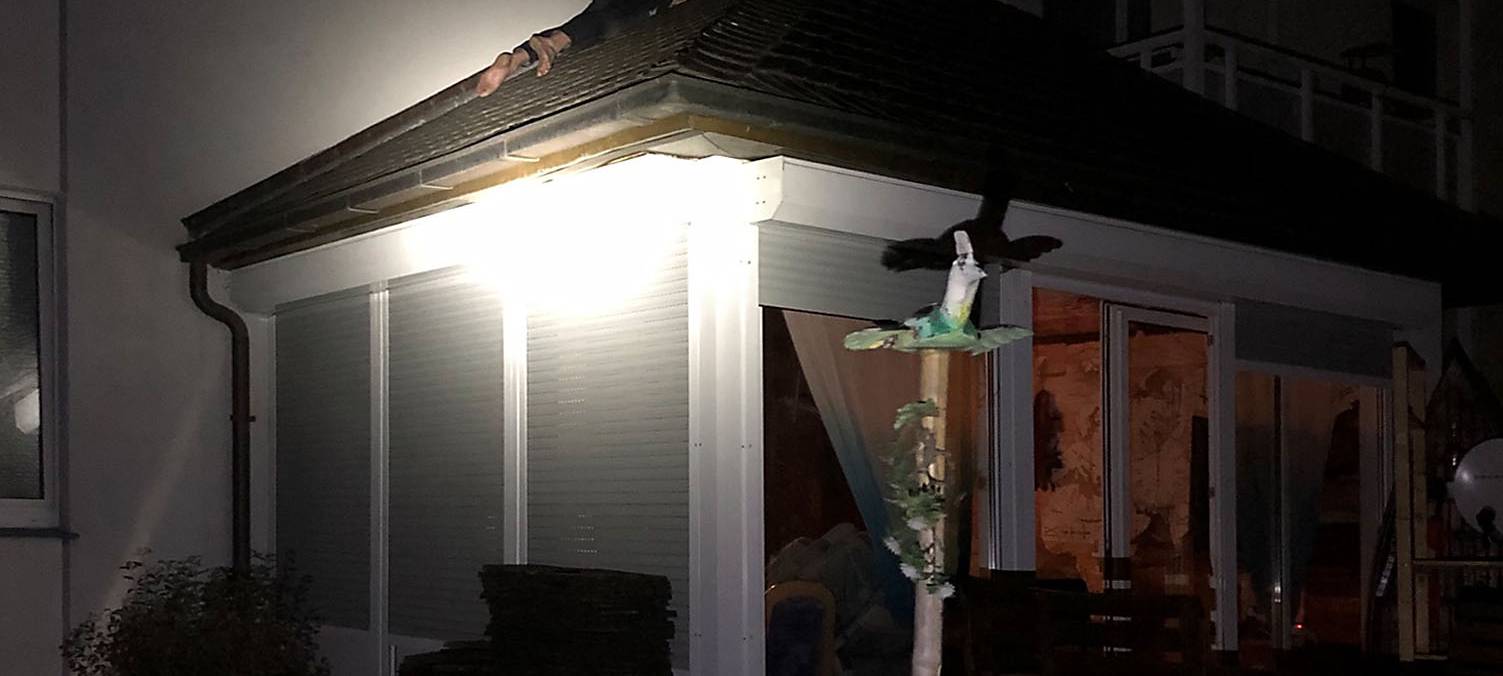 Tatverdächtiger auf Vordach