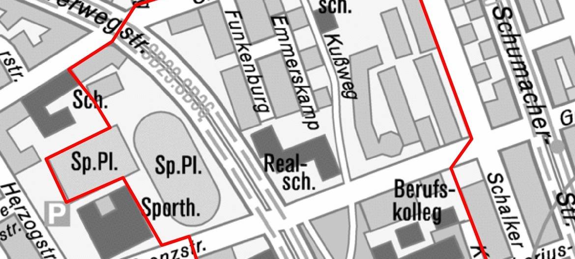 Der Evakuierungsbereich der Bombenentschärfung in Gelsenkirchen-Schalke