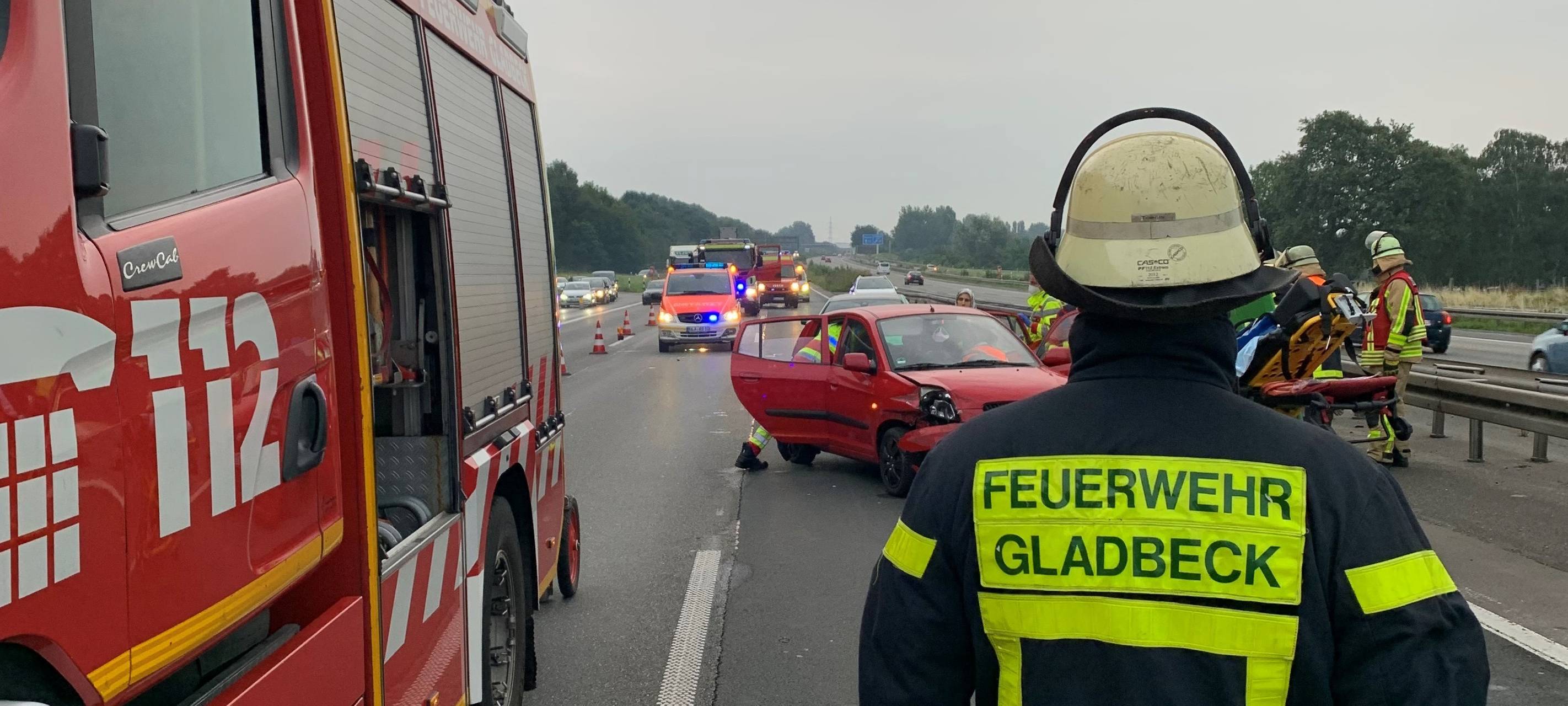 Die Gladbecker Feuerwehr im Einsatz auf der A2