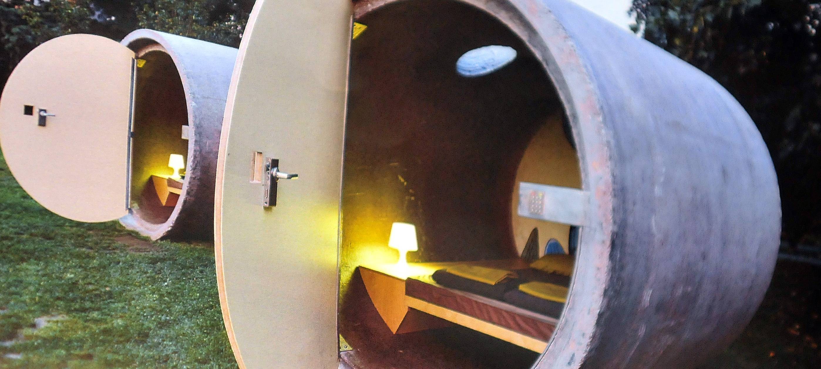 Abwasserrohre als Hotelzimmer im Bernepark Bottrop