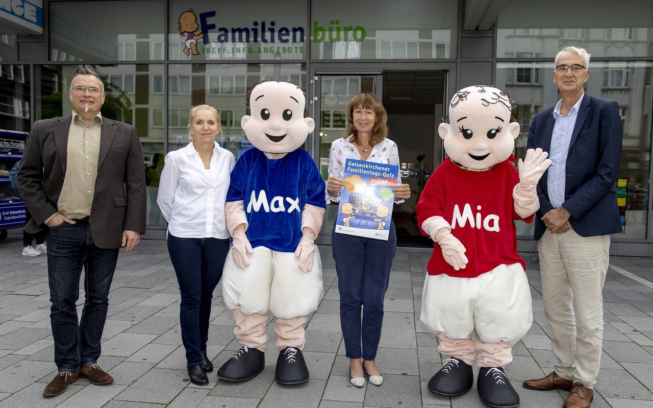 Die Maskotten Max und Mia präsentieren das erste Gelsenkirchener Familientags-Quiz 