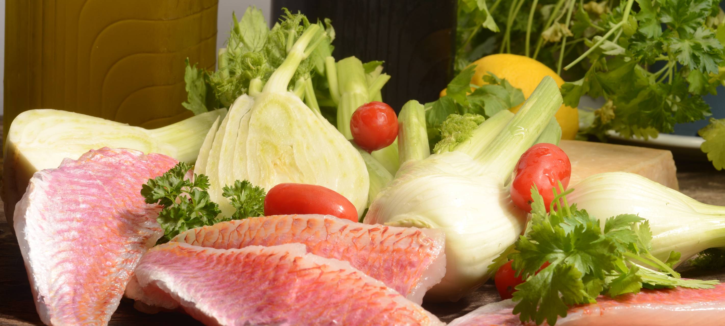 Pasta mit Rotbarbe, Staudensellerie und Fenchel