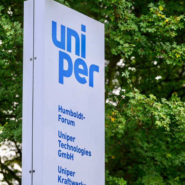 Hinweisschild zum Uniper-Standort in Gelsenkirchen-Hassel