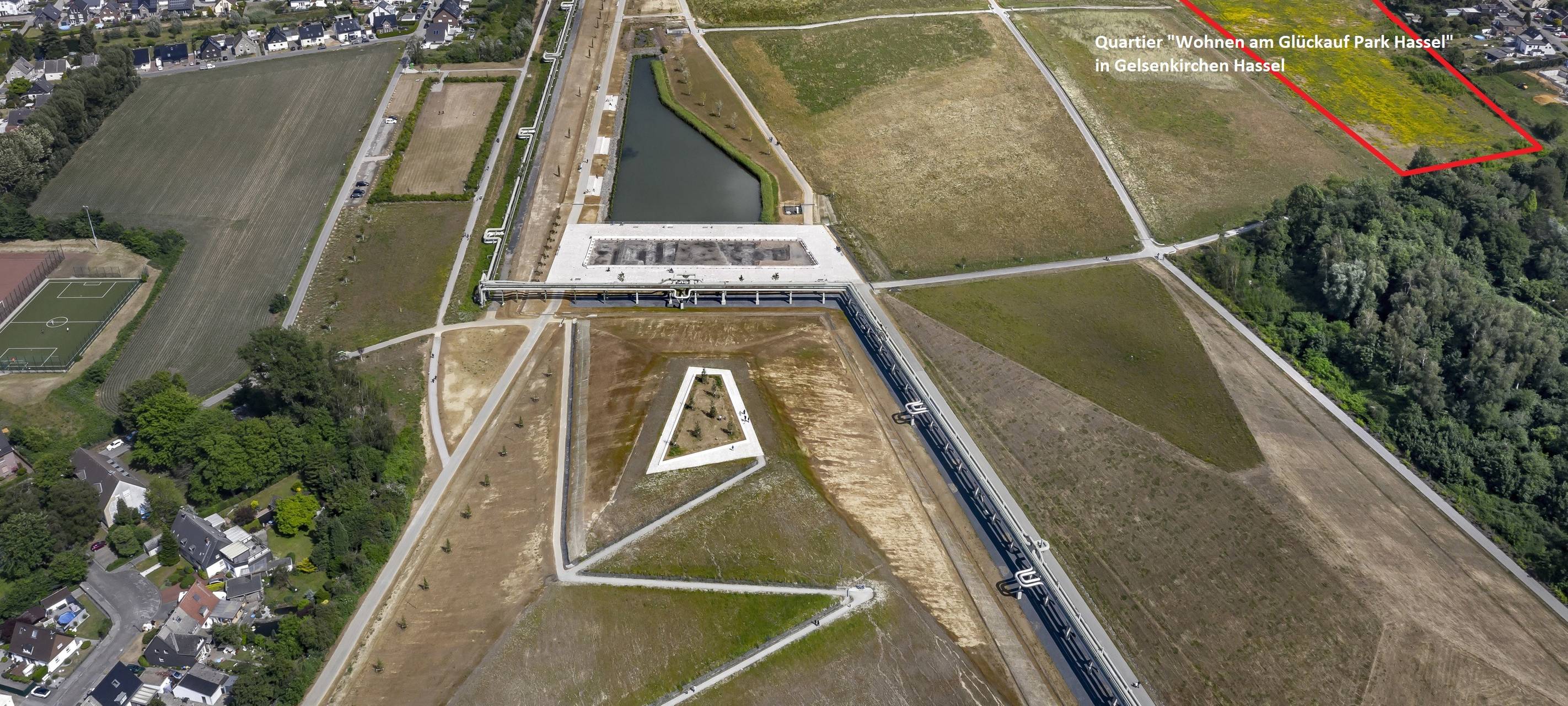 Luftbild vom Glückauf Park Gelsenkirchen-Hassel
