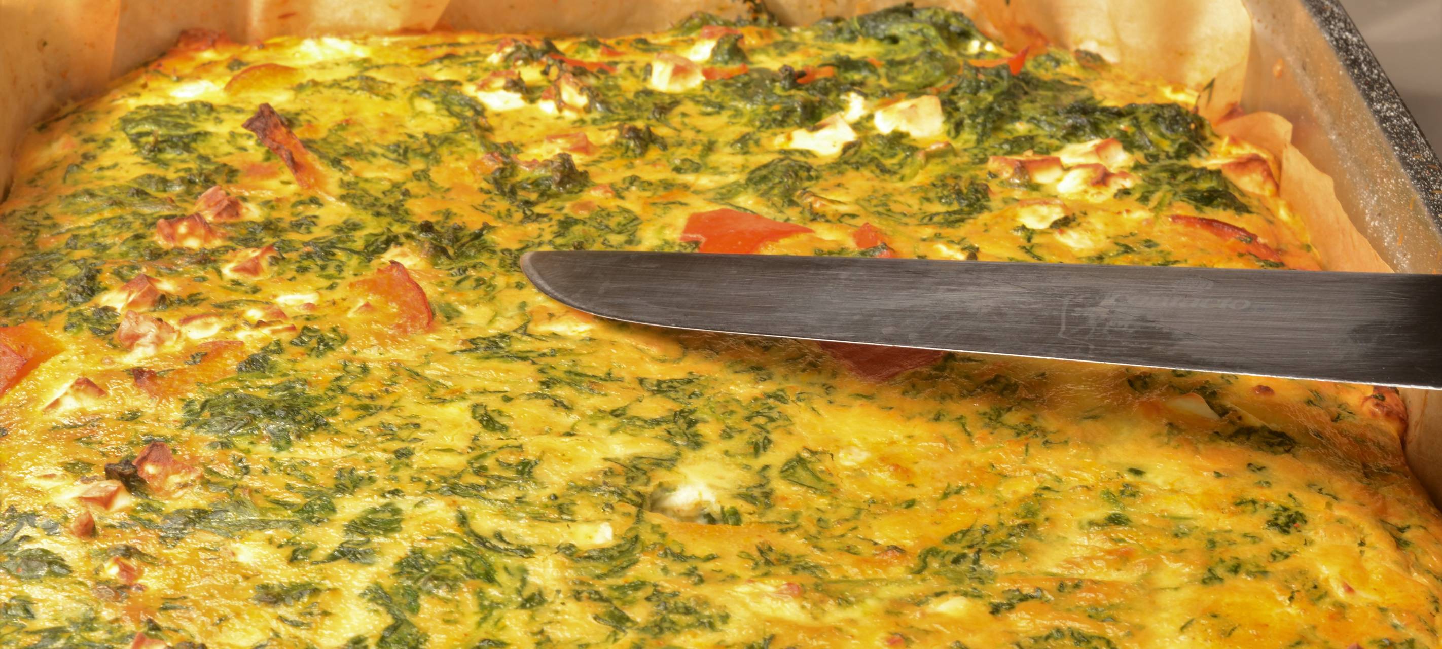 Kürbis Spinat Quiche mit Schafskäse