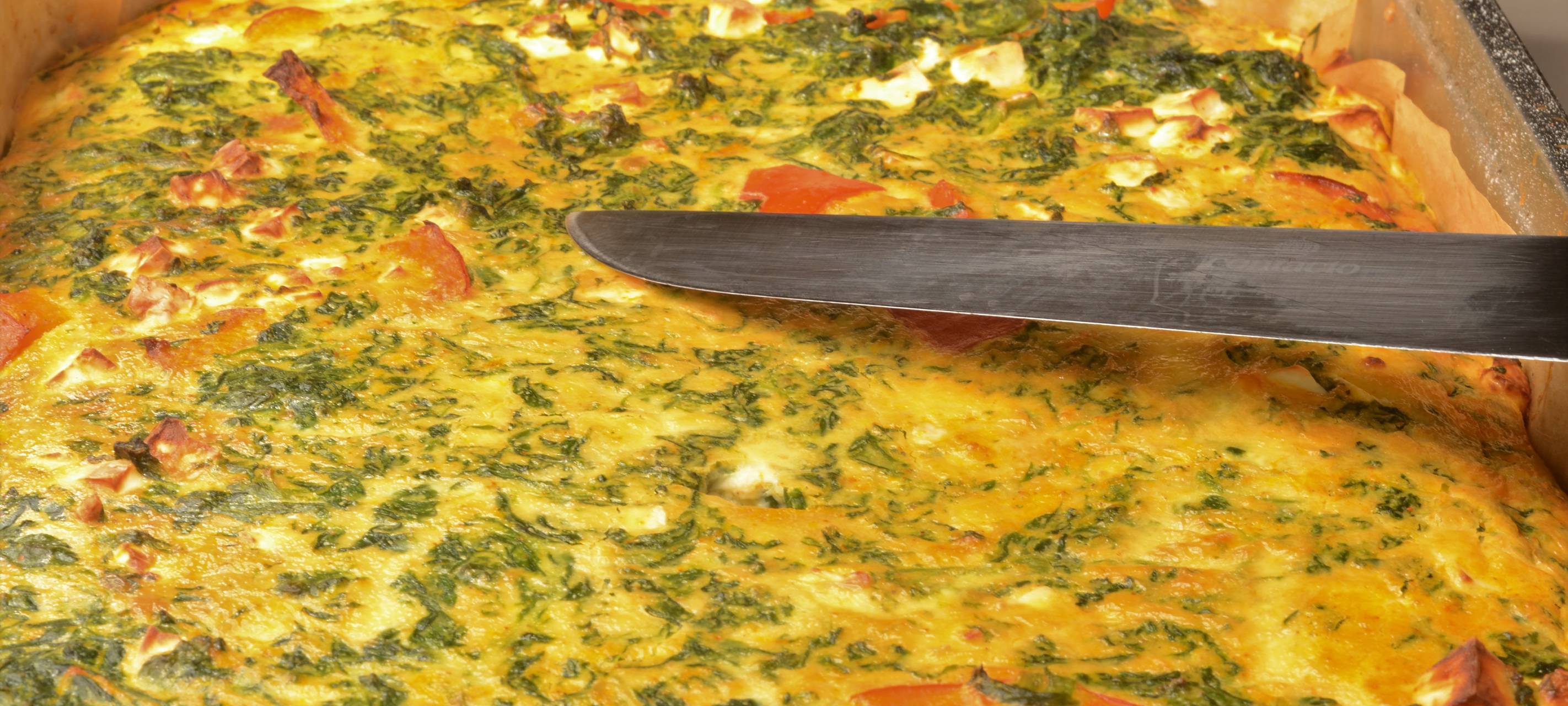 Kürbis Spinat Quiche mit Schafskäse