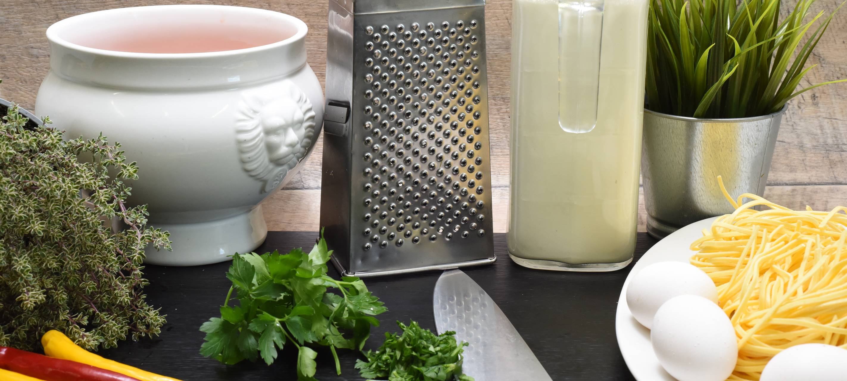 Spaghetti Carbonara mit gebratener Schweineschulter