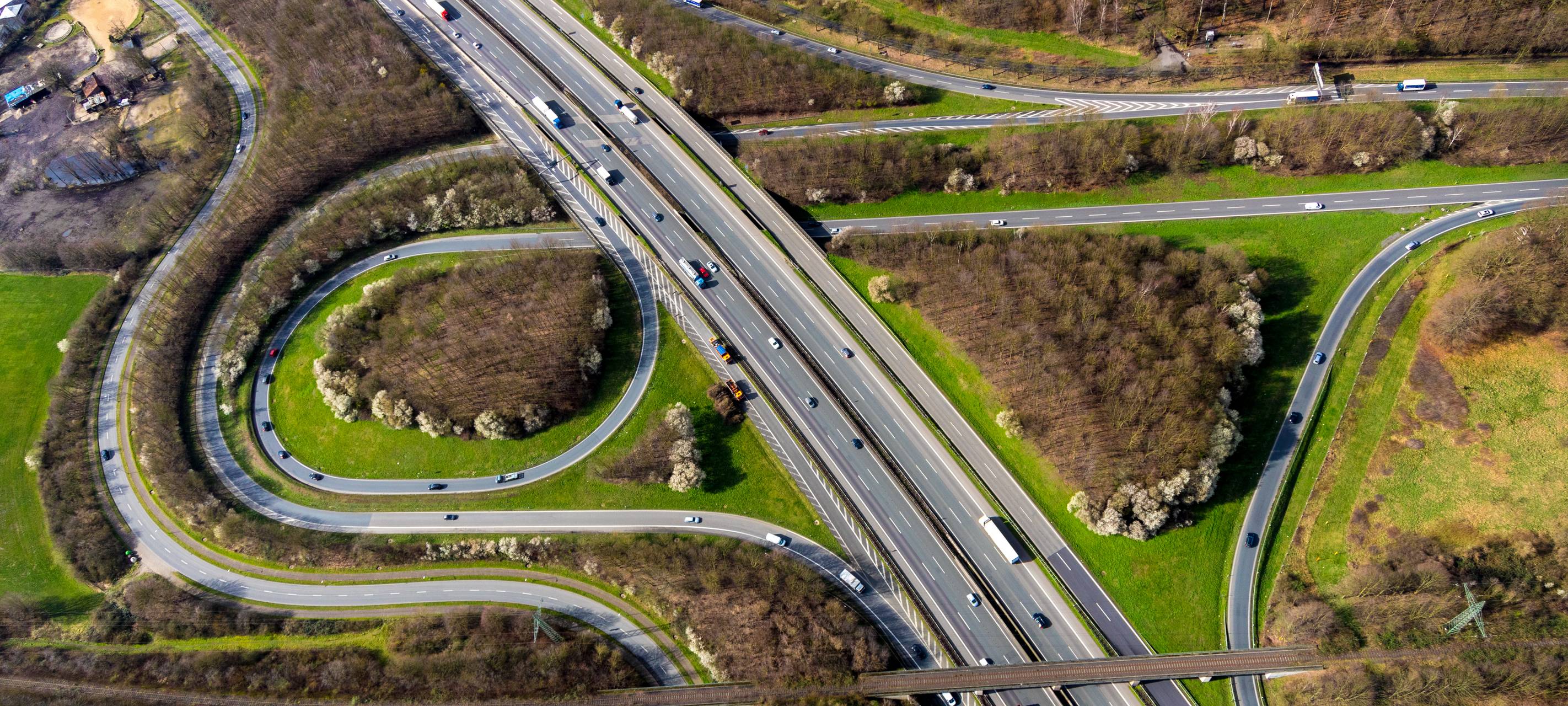 Luftbild der A31 im Dreieck Bottrop
