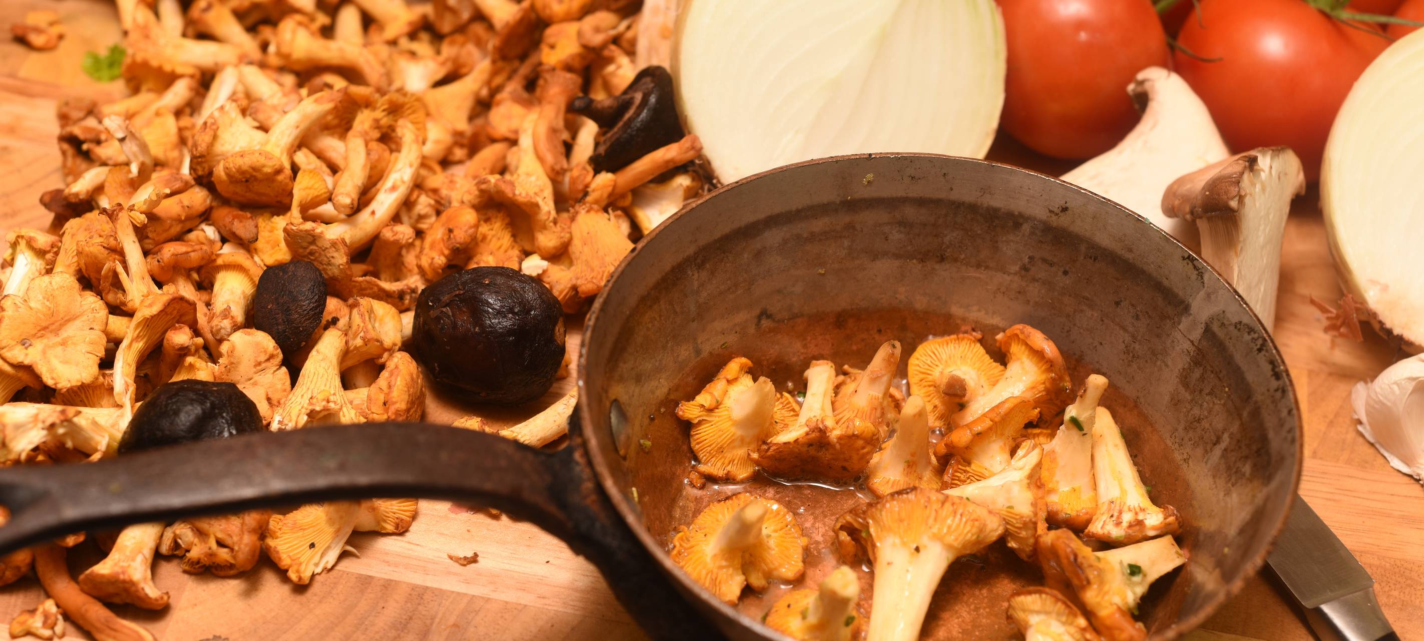 Semmelknödel mit Pfifferlingen in Kräuterrahm