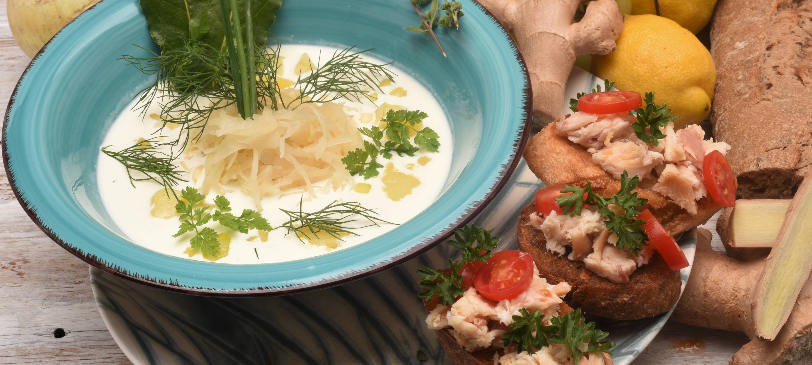 Sauerkrautsuppe mit Forelle