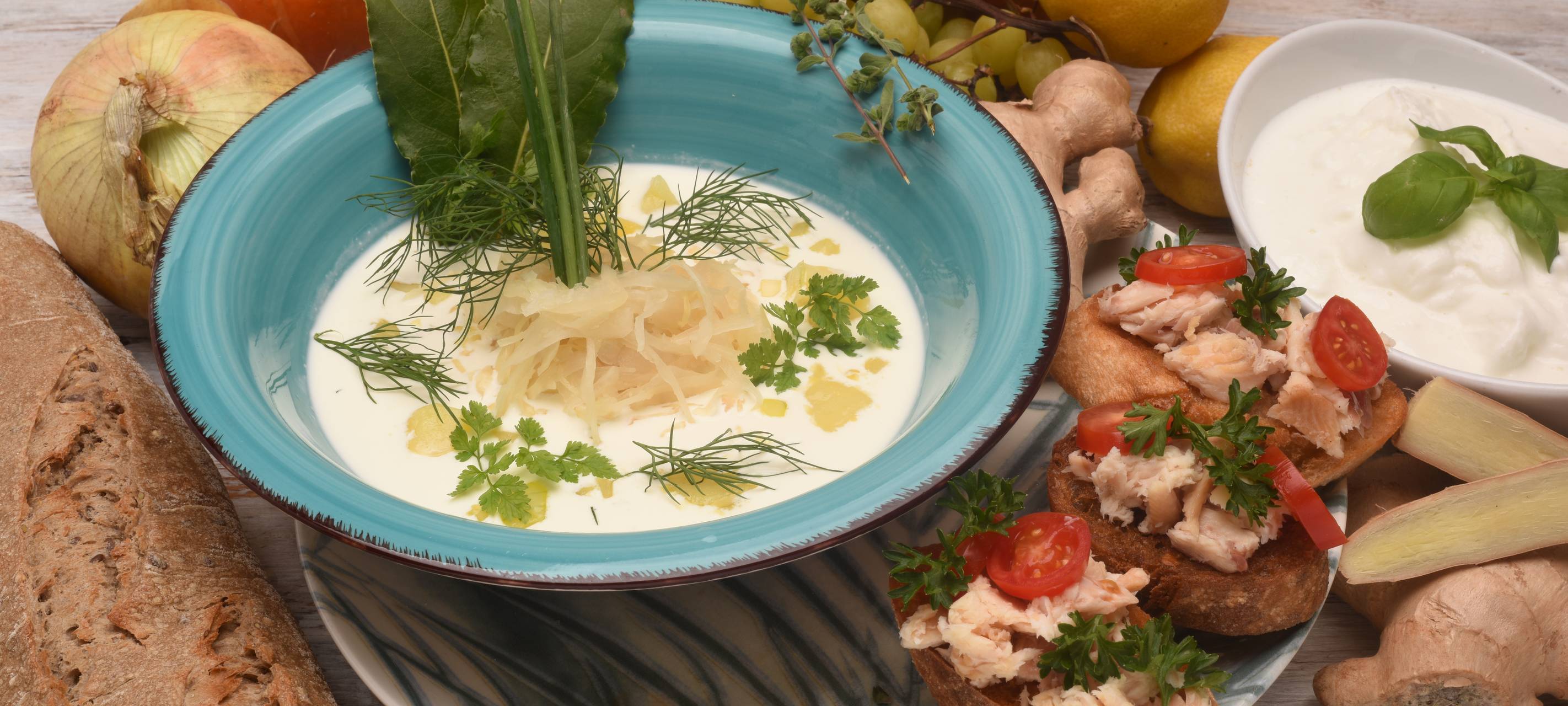 Sauerkrautsuppe mit Forelle