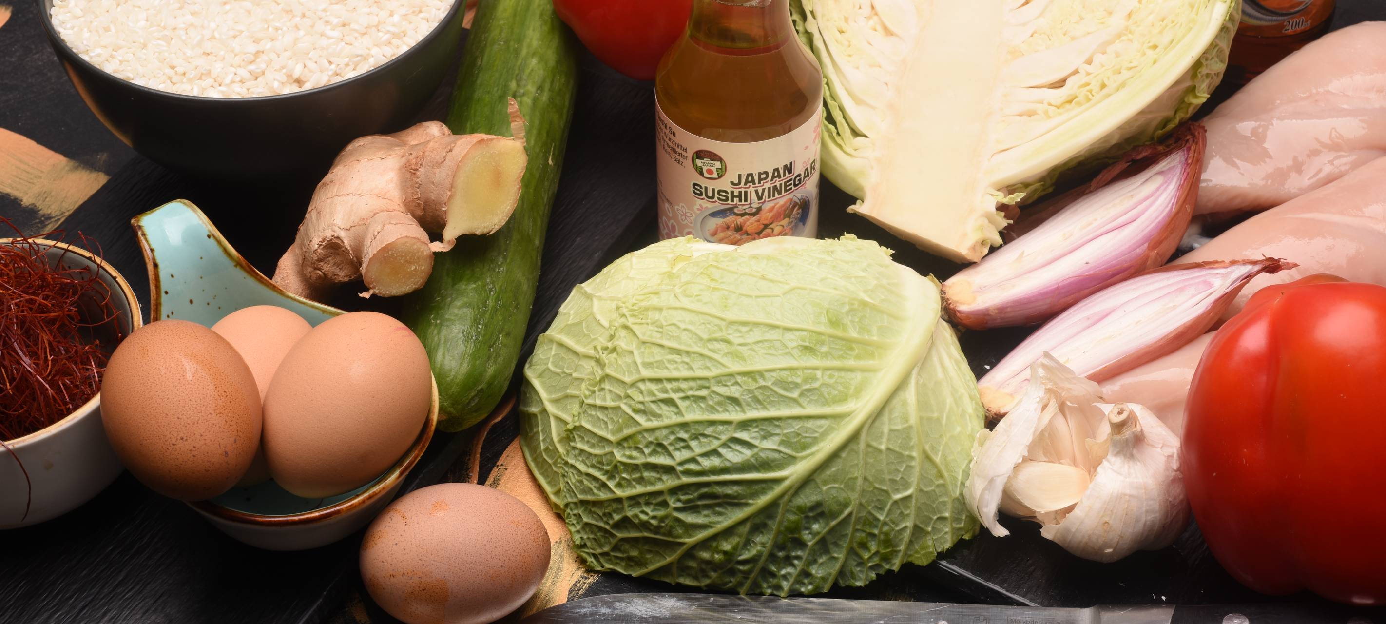 Wraps mit Turbo-Kimchi, Spiegelei und Hähnchenbrust