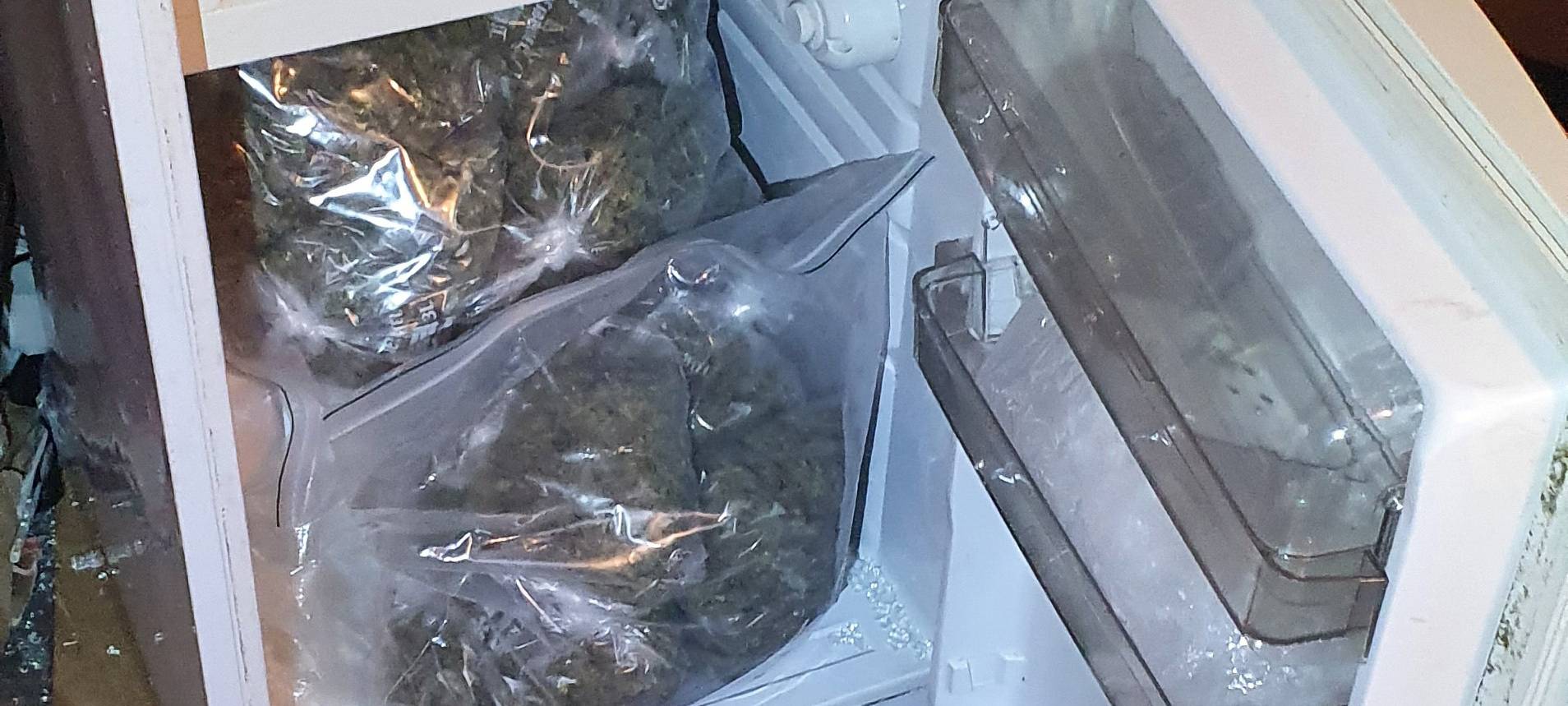 Tüten mit Drogen in einem Kühlschrank